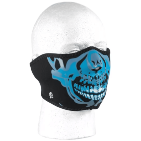 Neoprene Thermal Half Mask - Blue Chrome Skull