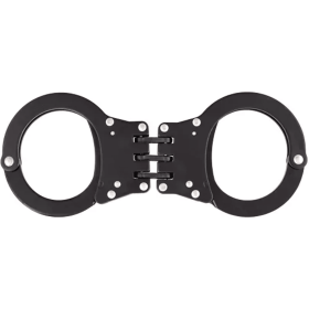 Detective Double-Lock Handcuffs With 3 Hinges - Black