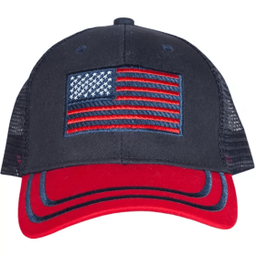 Embroidered Trucker Cap American Flag - Red / Navy