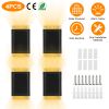 4Pack Solar Powered Wall Sconce Light IP55 Waterproof Rechargeable Optical Sensor Lamp Warm Yellow Lighting Lamp for Outdoor Fence Path Deck Patio