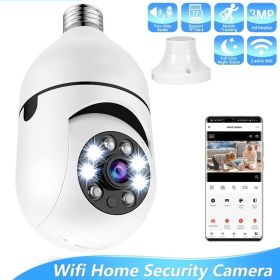360" Wireless Bulb Security Camera Indoor/Outdoor Pan Tilt Zoom Camera with 360 Degree Motion Tracking, Color Night Vision