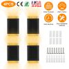 4Pack Solar Powered Wall Sconce Light IP55 Waterproof Rechargeable Optical Sensor Lamp Warm Yellow Lighting Lamp for Outdoor Fence Path Deck Patio