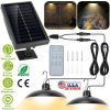 Solar Shed Lights Dual Lighting Heads Dimmable Timing Auto Sensor Turn Off Hanging Lamp IP65 Waterproof Remote Control Pendant Light For Garden Patio