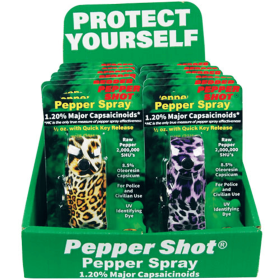 12 Pepper Shot 1.2% Mc Sprays With Counter Display (Color: 3 Lbw, 2 Lbp, 3 Lbo, 2  Cby, 2 Cbp, size: PS-LH-FASHION)