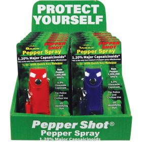 12 Pepper Shot 1.2% Mc Sprays With Counter Display (Color: 4 Black, 4 Blue, 4 Red, size: PS-LH)