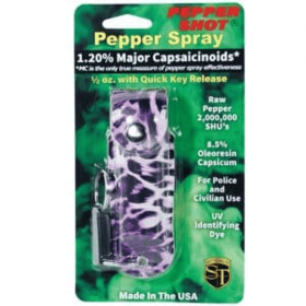 Pepper Shot 1.2% Mc 1/2 Oz Halo Holster (Color: Leopard Black/Purple)