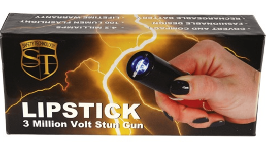 Stun Master 25,000,000 Volt Rechargeable Lipstick Stun Gun With Flashlight (Color: Red)