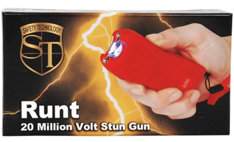 Rechargeable Runt 80,000,000 Volt Stun Gun With Flashlight And Wrist Strap Disable Pin (Color: Red)