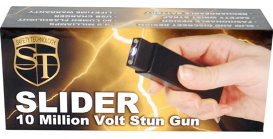 Slider 40 Million Volt Stun Gun Flashlight 4.9 Milliamps (Color: Black)