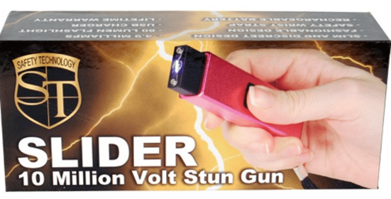 Slider 40 Million Volt Stun Gun Flashlight 4.9 Milliamps (Color: Pink)