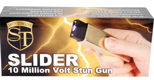 Slider 40 Million Volt Stun Gun Flashlight 4.9 Milliamps (Color: Gold)