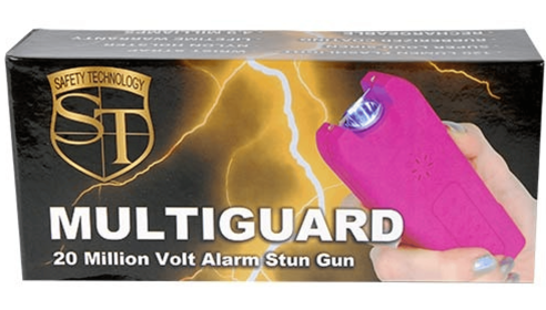 80,000,000 Volt Multiguard Stun Gun Alarm And Flashlight With Built In Charger (Color: Pink)