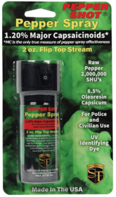 Pepper Shot 1.2% Mc Pepper Spray (Color: Stream Flip Top, size: 2oz)