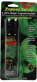 Pepper Shot 1.2% Mc Pepper Spray (Color: Stream Flip Top, size: 4oz)