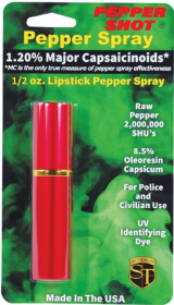 Pepper Shot 1.2% Mc 1/2 Oz Lipstick Pepper Spray (Color: Red)