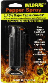 Wildfire 1.4% Mc 1/2 Oz Pepper Spray Hard Case With Quick Release Keychain (Color: Black)
