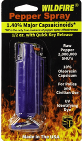 Wildfire 1.4% Mc 1/2 Oz Pepper Spray Hard Case With Quick Release Keychain (Color: Blue)