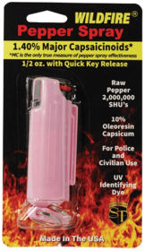 Wildfire 1.4% Mc 1/2 Oz Pepper Spray Hard Case With Quick Release Keychain (Color: Pink)
