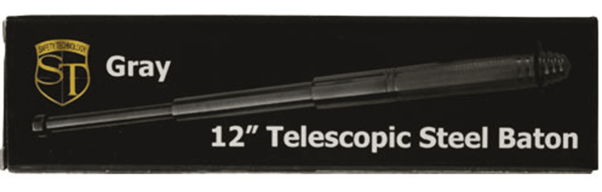 12 Inch Steel Baton (Color: Gray)