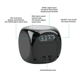 LED Projection Alarm Clock Digital LCD Display Voice Talking Weather Snooze USB (Color: Black)