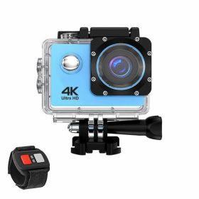 4K Waterproof All Digital UHD WiFi Camera + RF Remote And Accessories (Color: Blue)